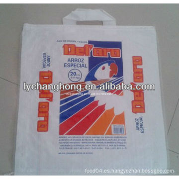 China de alta calidad Flexo impresión muti-color sola bolsa lateral 5kg con mango y Bopp película